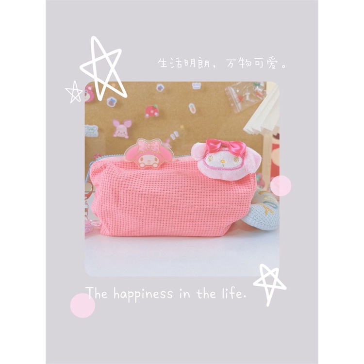 ♞∋Sera Xiaohongshu Sanrio kotak pensil berkapasitas besar gaya warna permen Jepang tas penyimpanan alat tulis siswa bernilai tinggi