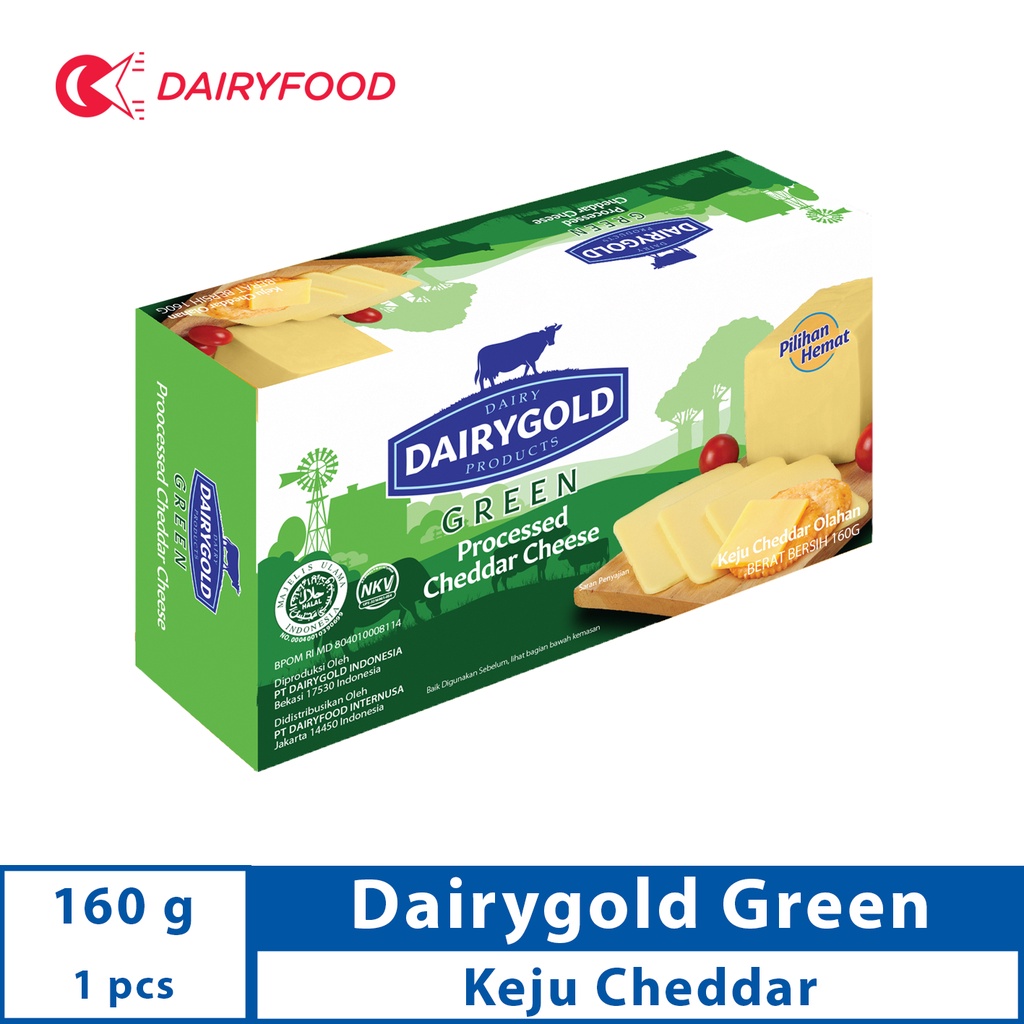 

DAIRYGOLD GREEN CHEESE 160 GR KEJU CHEDDAR OLAHAN