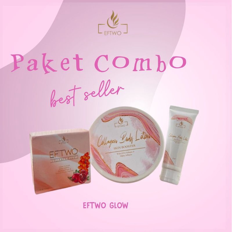 PAKET COMBO HEMAT EFTWO COLLAGEN BODY LOTION JUMBO + EFTWO COLLAGEN GUMMY FREE CBL TRAVEL SIZE