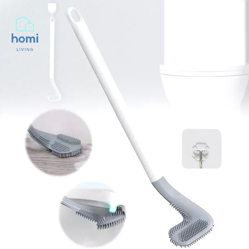 HOMI - Sikat Pembersih Toilet WC Duduk Jongkok Kamar Mandi Dorong Fleksibel Gagang Panjang Stik Golf