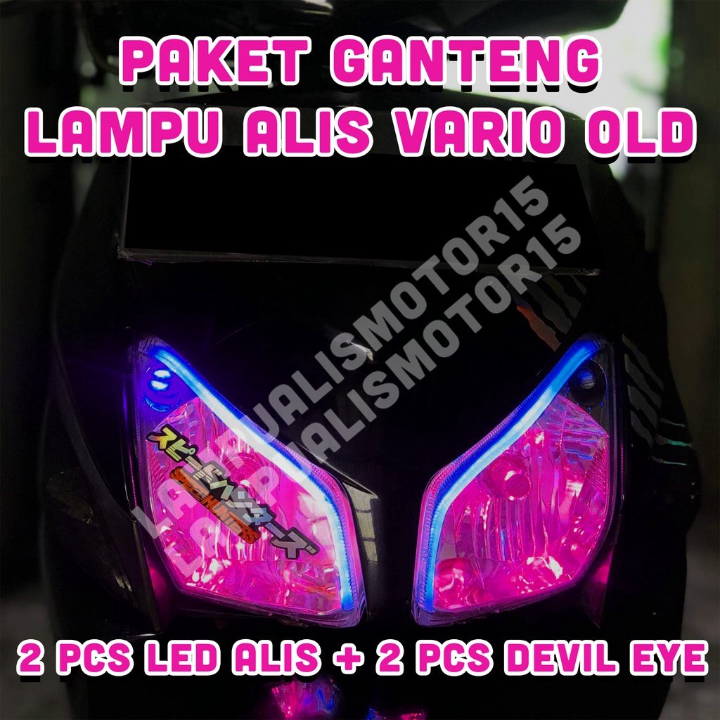 SATU SET LAMPU ALIS BONUS DEVIL EYE VARIO LAMA TIDAK BERBINTIK LAMPU DEPAN VARIASI HEADLAMP VARIO OL