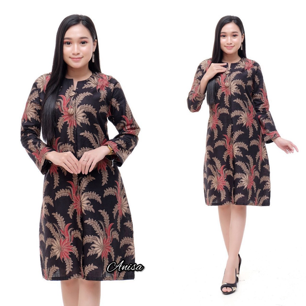 TUNIC BATIK MOTIF TREND SERAGAM BATIK BAJU BATIK WANITA Tunik batik terbru size m l xl xxl