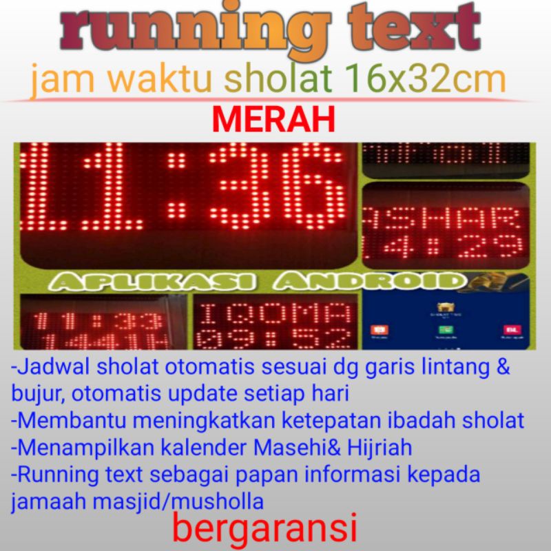 Jual Jam dinding digital waktu sholat jws otomatis Running text