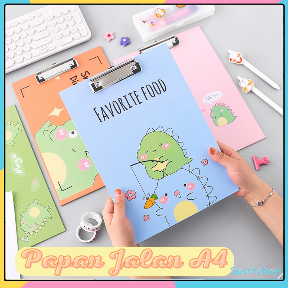 SweetyBayi Papan Jalan A4 Papan ujian aesthetic Alas ujian papan clipboard DINO