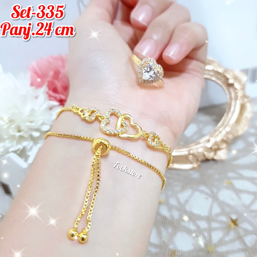 SET GELANG SERUT WANITA PERMATA TERBARU/ANTI ALERGI