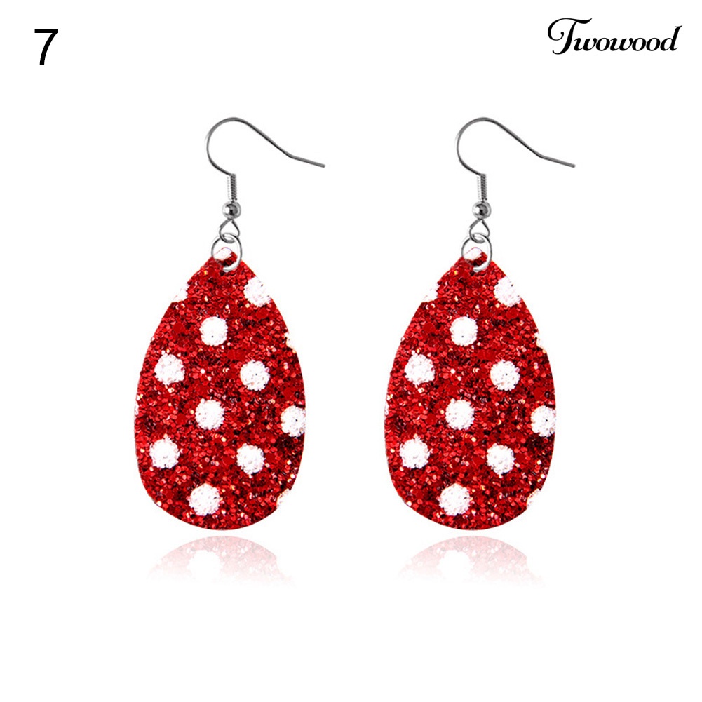 Anting Hook Bahan Kulit Imitasi Model Teardrop Tree Heart Dangle Untuk Wanita