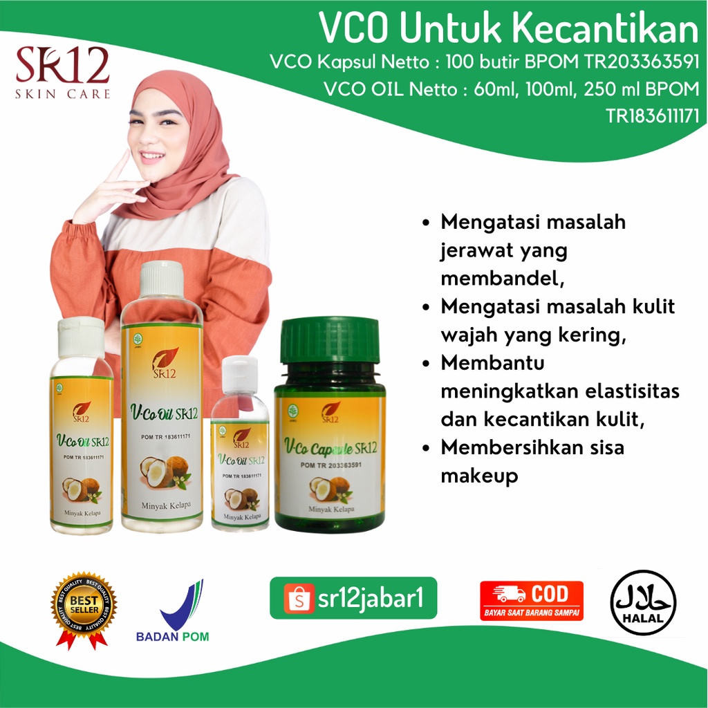 Minyak Kelapa SR12 / VCO Oil SR12 / Virgin Coconut Oil / Menghilangkan Bekas Jerawat / Masker Wajah 