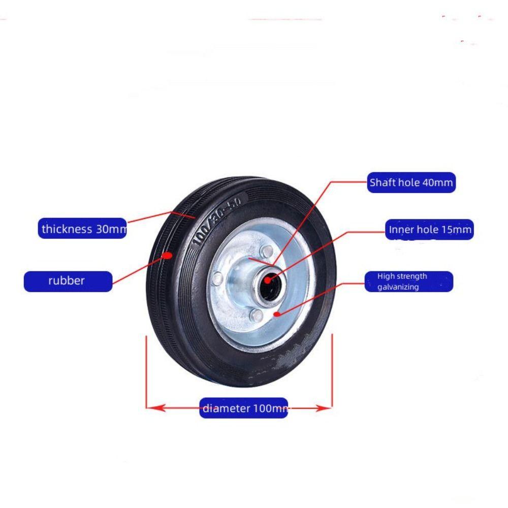 Preva 2pcs Roda 4 &quot;Roda Pres Baja Universal Hitam Ban Karet 100mm