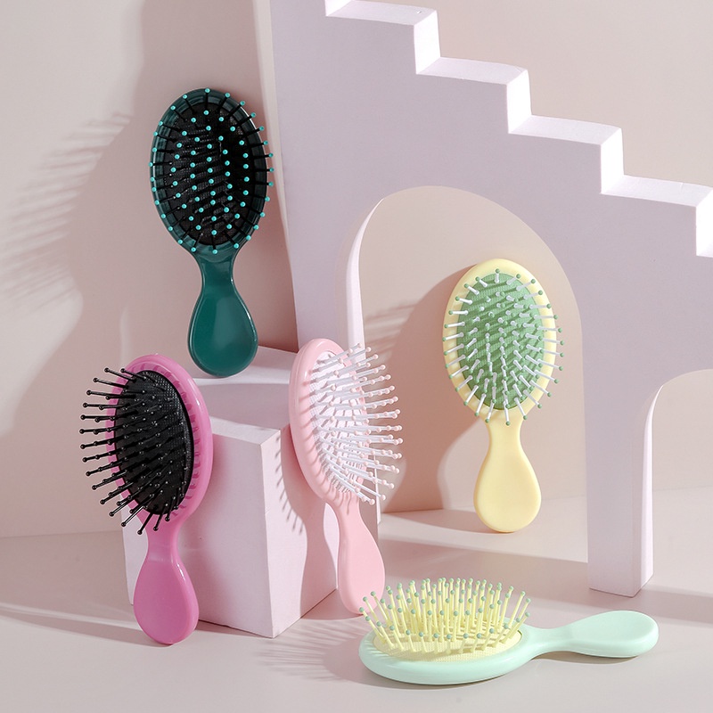 T&amp;Y Sisir Gagang Anak Pastel Bentuk Oval Anti Kusut Warna Pastel Bahan Silikon Murah