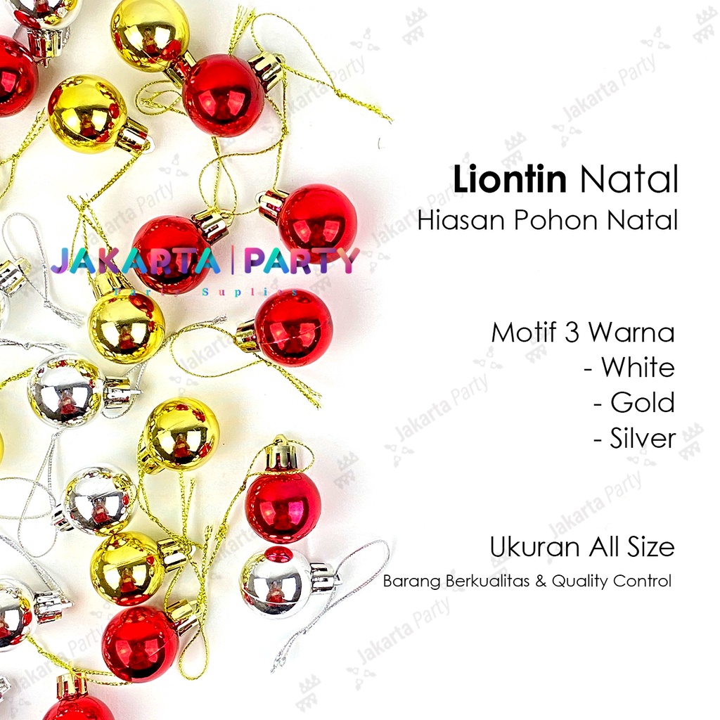 Hiasan natal gantung bola mini isi 12 pcs / hiasan pohon natal Silver