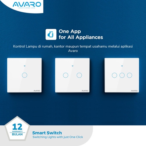 AVARO SMART SWITCH 1 / 2 / 3 GANG Saklar pintar WALL LIGHT WIRELESS