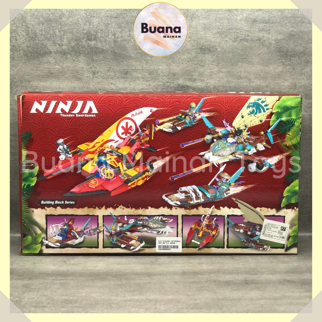 BRICKS NINJA CATAMARAN SEA BATTLE MAINAN EDUKASI ANAK COWO BRICK BLOCK ADVANTURE 60040