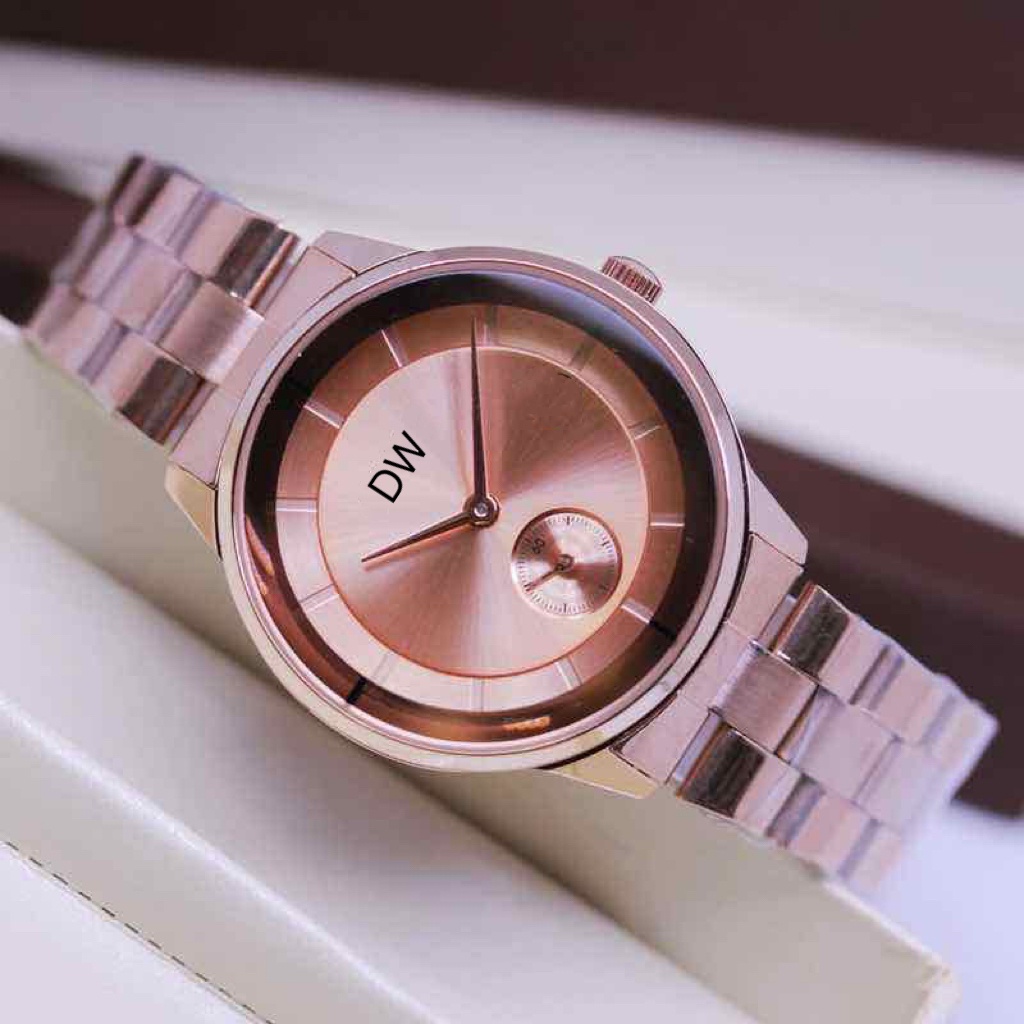 COD✅ Jam Tangan Wanita Rantai Stainless Tanggal Aktif Cewek Import Analog Korean W248