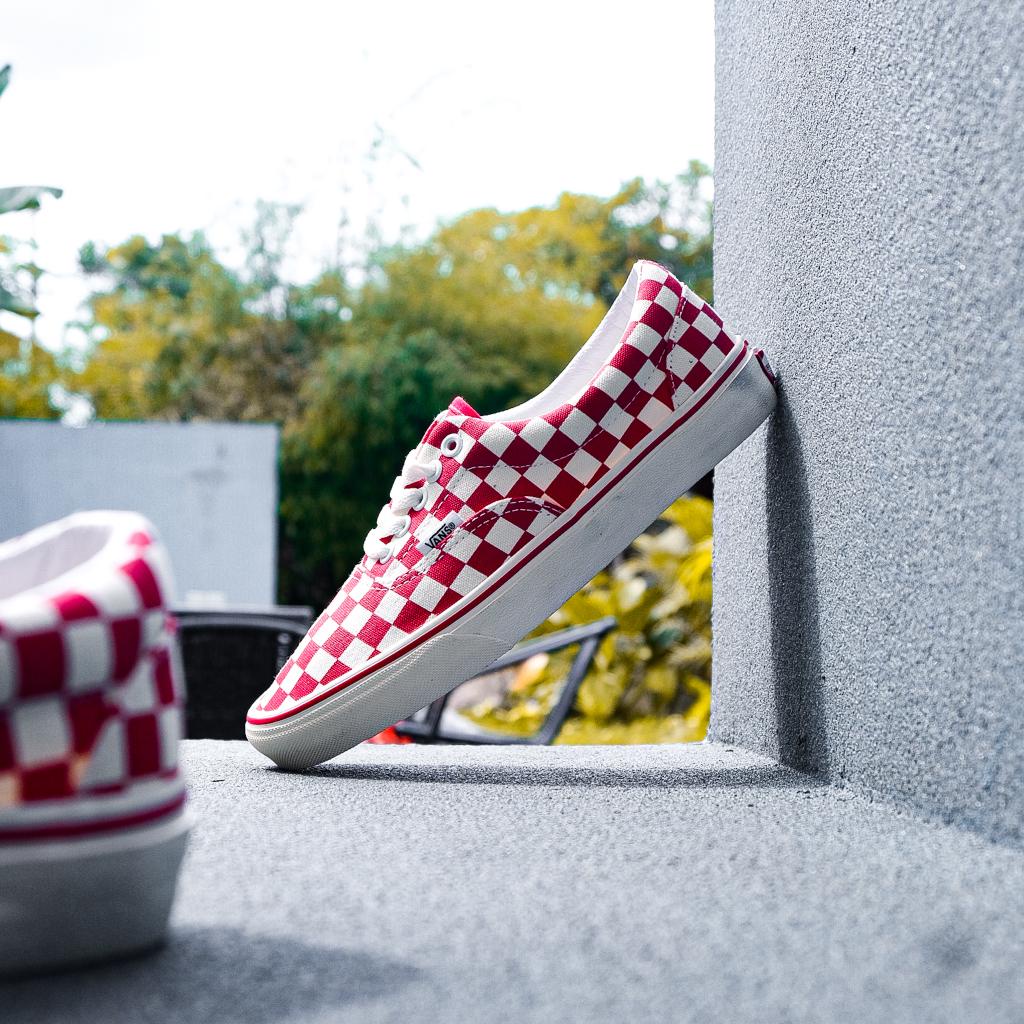 VANS ERA CHECKERBOARD RED MARSMELLOW