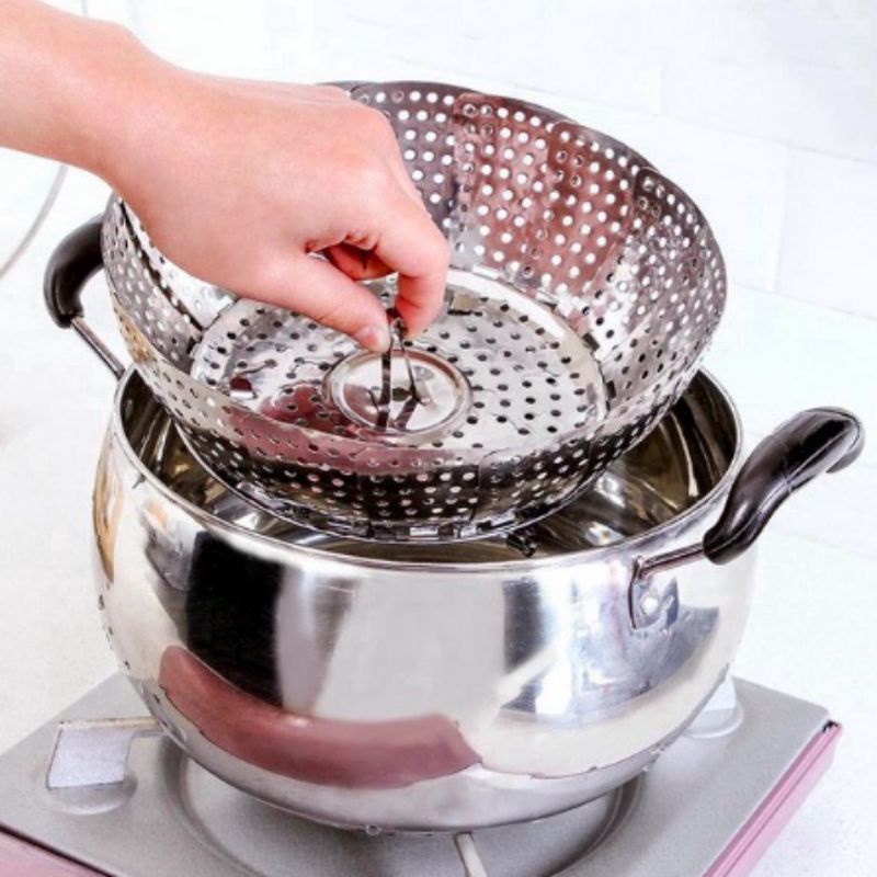 Kukusan Stainless Steel Alat Kukus Panci Steamer Lipat Alas Steam Kukusan Flexible