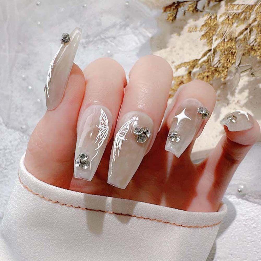 Mxbeauty Stiker Kuku Kupu-Kupu Korea Ins Style Hitam Putih Sayap Kupu-Kupu Hollow Butterfly Nail Art Dekorasi