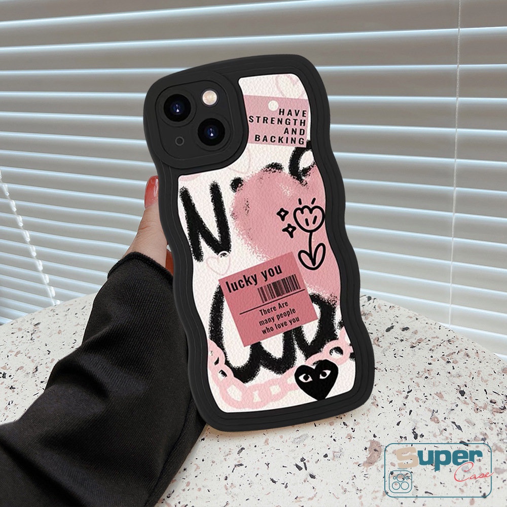 Case Untuk Realme C21Y C25Y C55 C12 C15 C11 2020 C25 C35 C25s C20 C11 2021 C3 C20A Realme 9i 6i 5i 5 5s C1 C2 Ins Bunga Graffiti Love Heart Comme des Garcons Wavy Edge Soft Cover