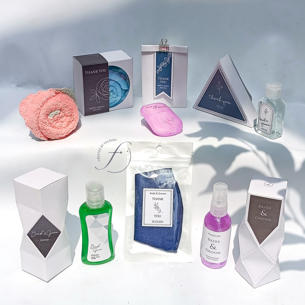 [ PO ] Souvenir Pernikahan Handuk / Sapu Tangan, Sabun, Paper Soap, Masker, Hand Sanitizer 60 ml 30 