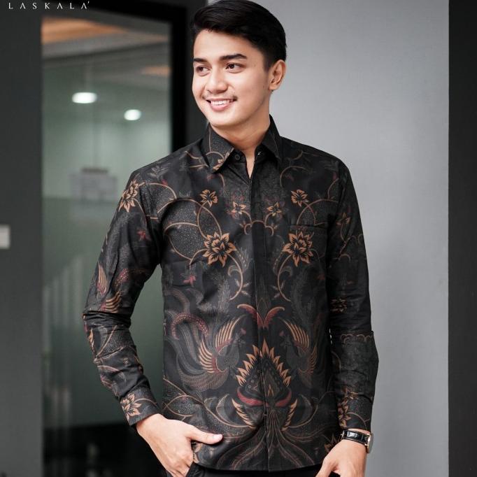 Laskala Premium Batik Slimfit Haikal Hitam K08A306