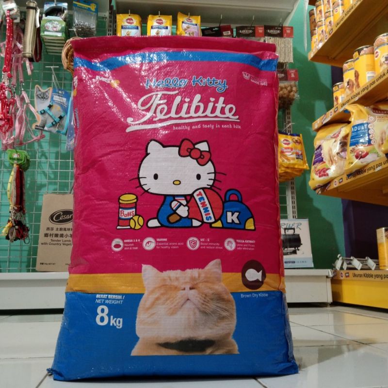 Gojek Makanan Kucing Felibite Cat 8kg bentuk ikan