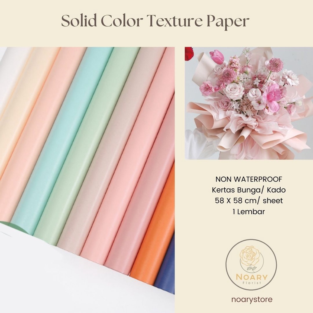 Solod Color Texture Paper Kertas Bunga Wrapping Cellophane Paperwrap Buket Bunga Bungkusan Bunga / Flower Wrapping / Cellophane / Wrap / Kertas Bunga / Kertas Kado / Flower Paper / Kertas Grosir / Kertas Import / Kertas Cellophane / Florist / Buket Bunga