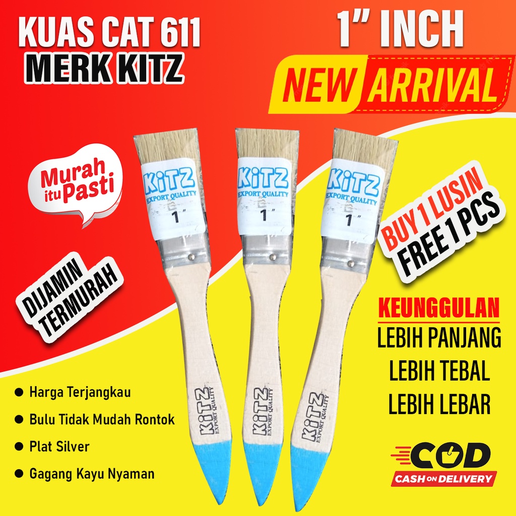 Kuas Cat 1 inch Kitz 611 murah jakarta / kuas cat tembok atau kayu perlusin