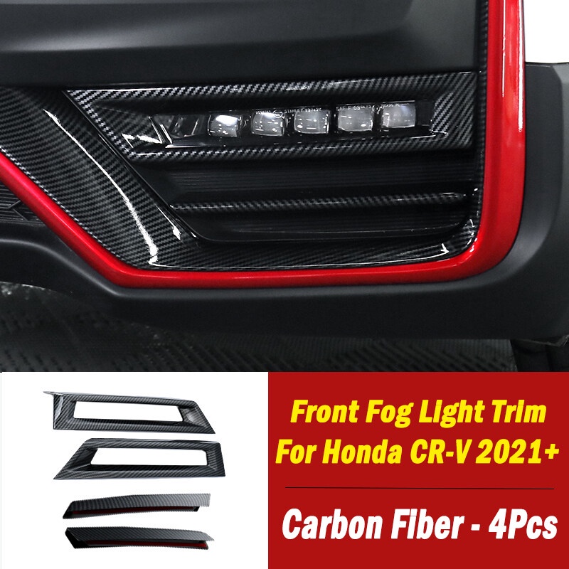 Xuming 4Pcs Frame Cover Lampu Kabut Depan Mobil Honda CRV CR-V 2020 Bahan ABS Chrome / Carbon Fiber 2021