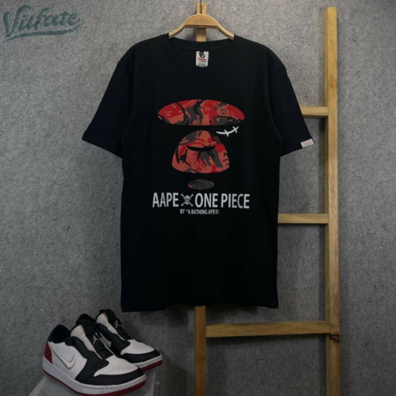 Tshirt Baju Kaos Distro Pria AAPE X One Piece - Lengan Pendek Katun Combed 30s Premium