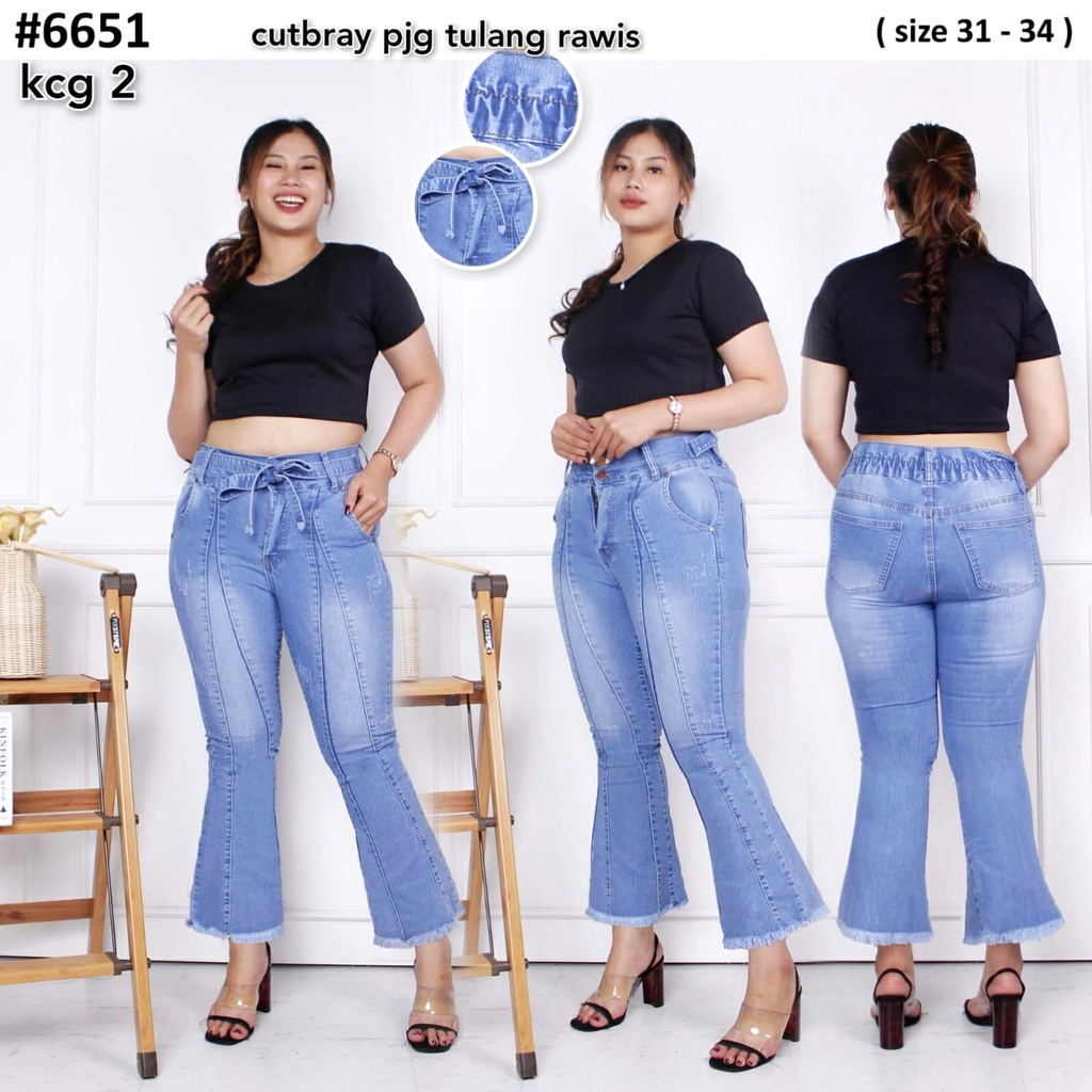 Celana Panjang Jeans Wanita Cutbray Tulang Rawis 27-30 31-34 Bisa Bayar Ditempat(COD)