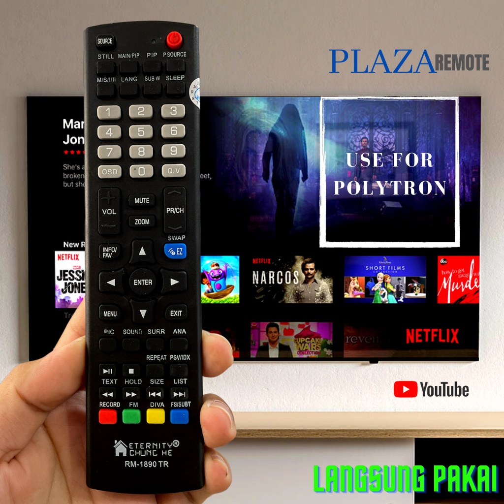 REMOTE TV POLYTRON CINEMAX DIGITAL MULTIFUNGSI TANPA SETTING 1890TR