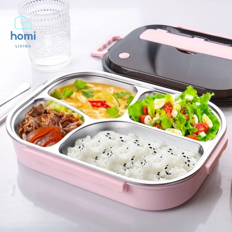 HOMI - Kotak Box Tempat Wadah Penyimpanan Bekal Makan Makanan Bento Microwave Anak Sekolah TK SD Kan