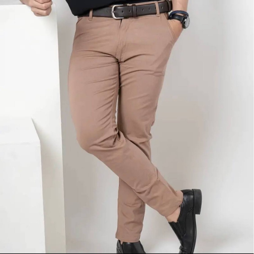 CELANA PRIA CHINO Slim fit panjang pria kerja kantor santai liburan cowok original bahan meler BIGSIZE 27-38.