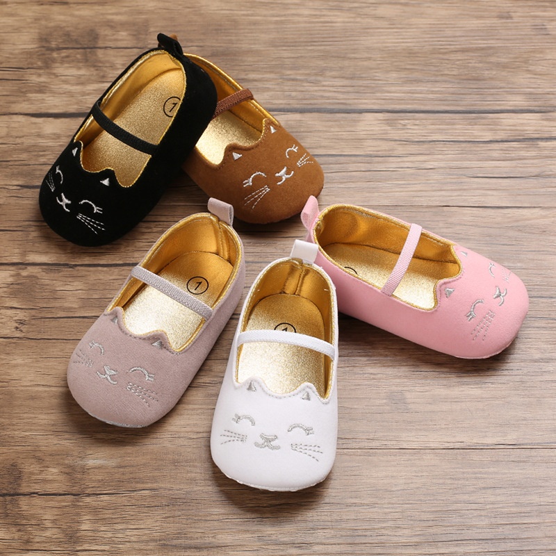 Prewalker Girl Flat shoes Cat  Bordir - Sepatu bayi Perempuan usia 0-18 bulan
