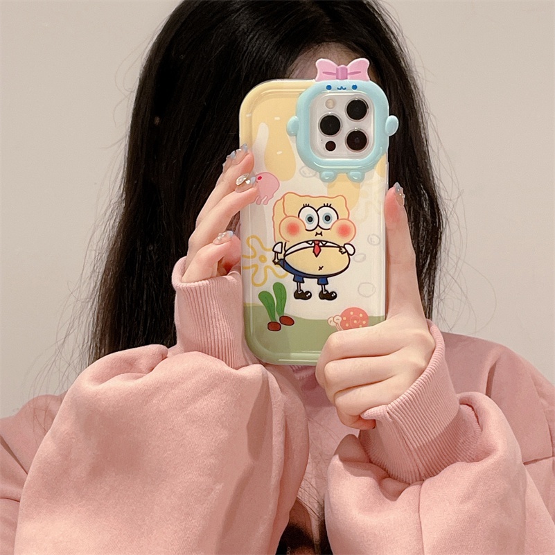 Soft Case Silikon Motif SpongeBob Untuk iPhone 14 13 12 11 Pro Max X Xr Xs Max 7 8 6 6s Plus SE 2020