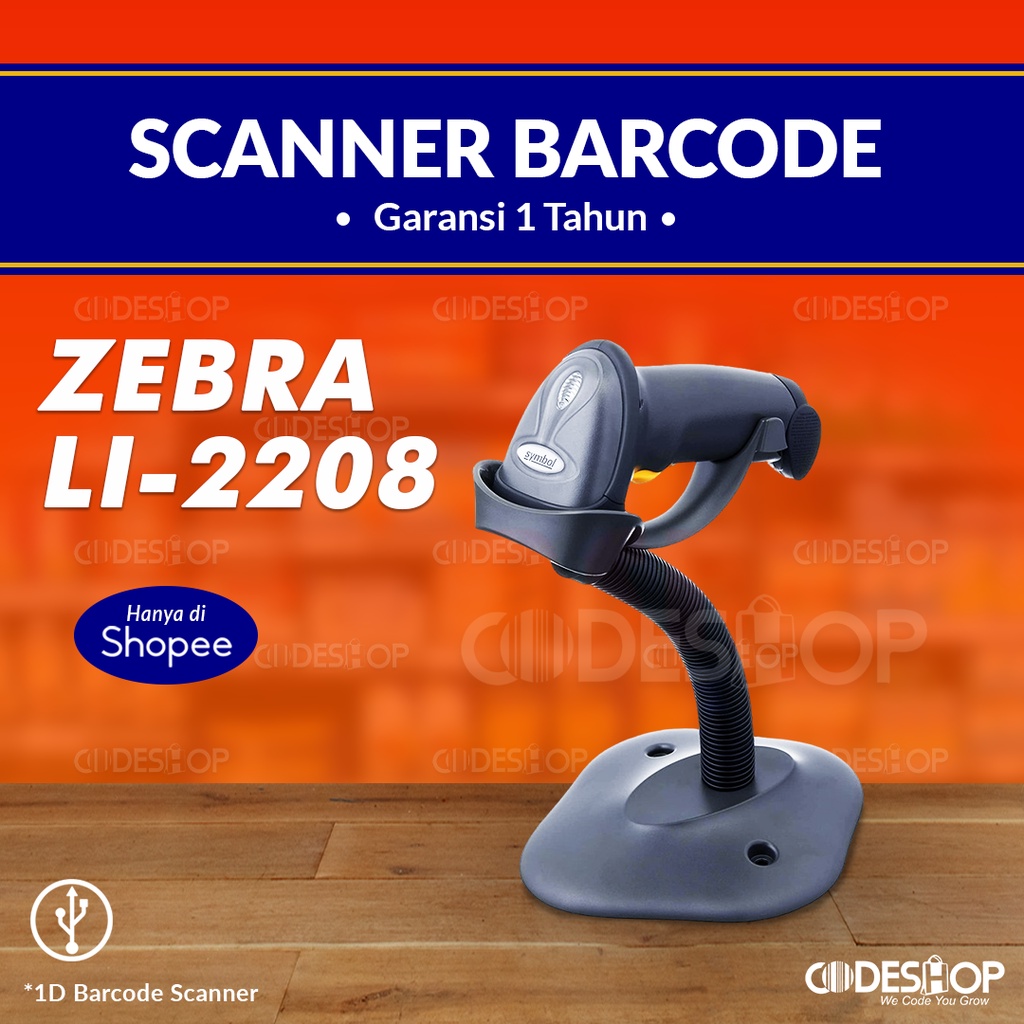 Scanner Barcode SYMBOL ZEBRA Ll-2208 USB 1D Scanner