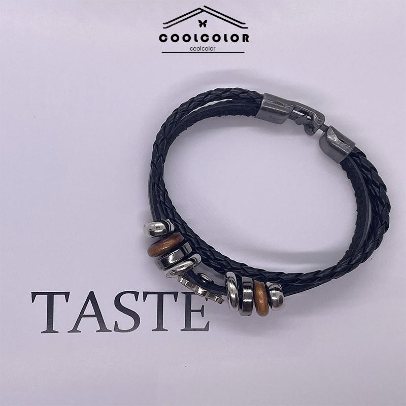 COD❤️Gelang Tangan Kulit Adjustable Motif Anime Bahan Zinc Alloy Untuk- cl