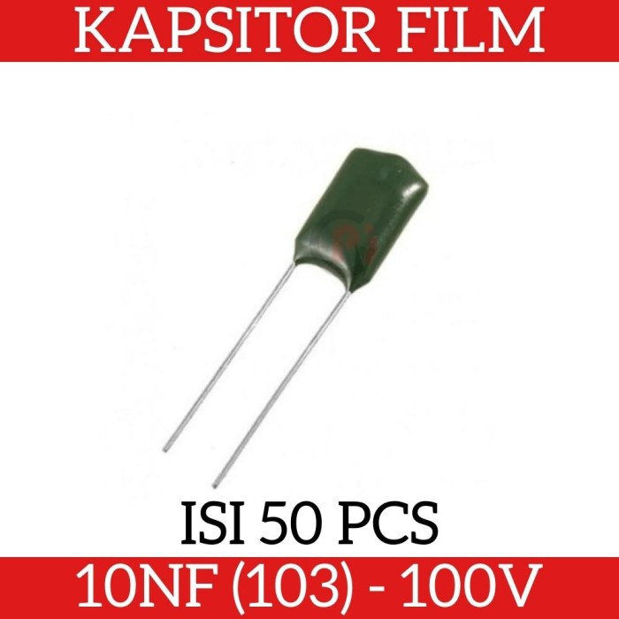 Isi 50pcs 10nF 0.01uF 100V Kapasitor Film Mylar Capacitor Marking 103