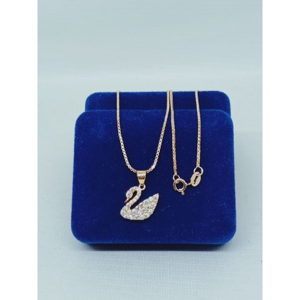 kalung perak asli silver 925 lapis emas/kalung itali kaca+liontin swan mp full/asli silver/fashion wanita terbaru