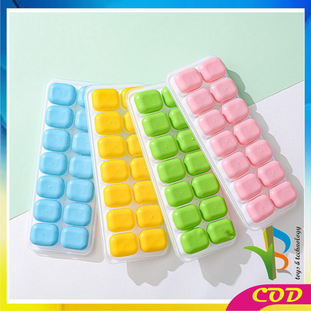 RB-C532 Cetakan Es Batu Dengan Tutup Bentuk Kotak Bahan Silikon Serbaguna / Ice Cube Tray 14 Slot / Cetakan Coklat Pudding Jelly