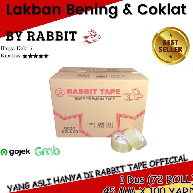 

(Khusus Gojek) Lakban Bening / Coklat RABBIT TAPE 2 inch x 100 Yard