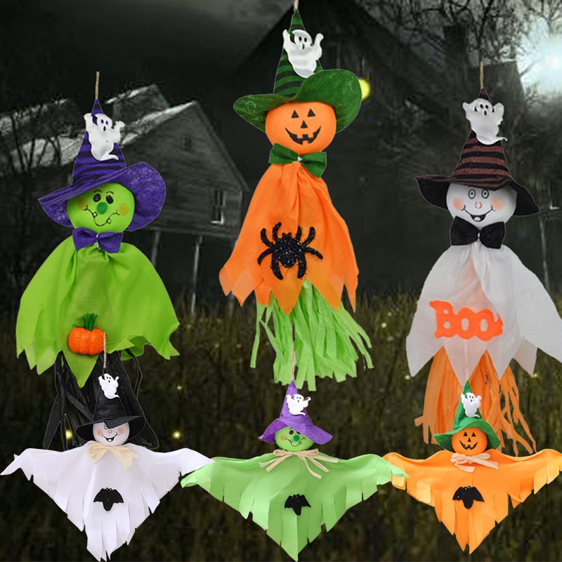 Dekorasi Gantung Halloween Artistik Dengan Rumbai Kertas Minyak Dan Gaya Yang Berbeda