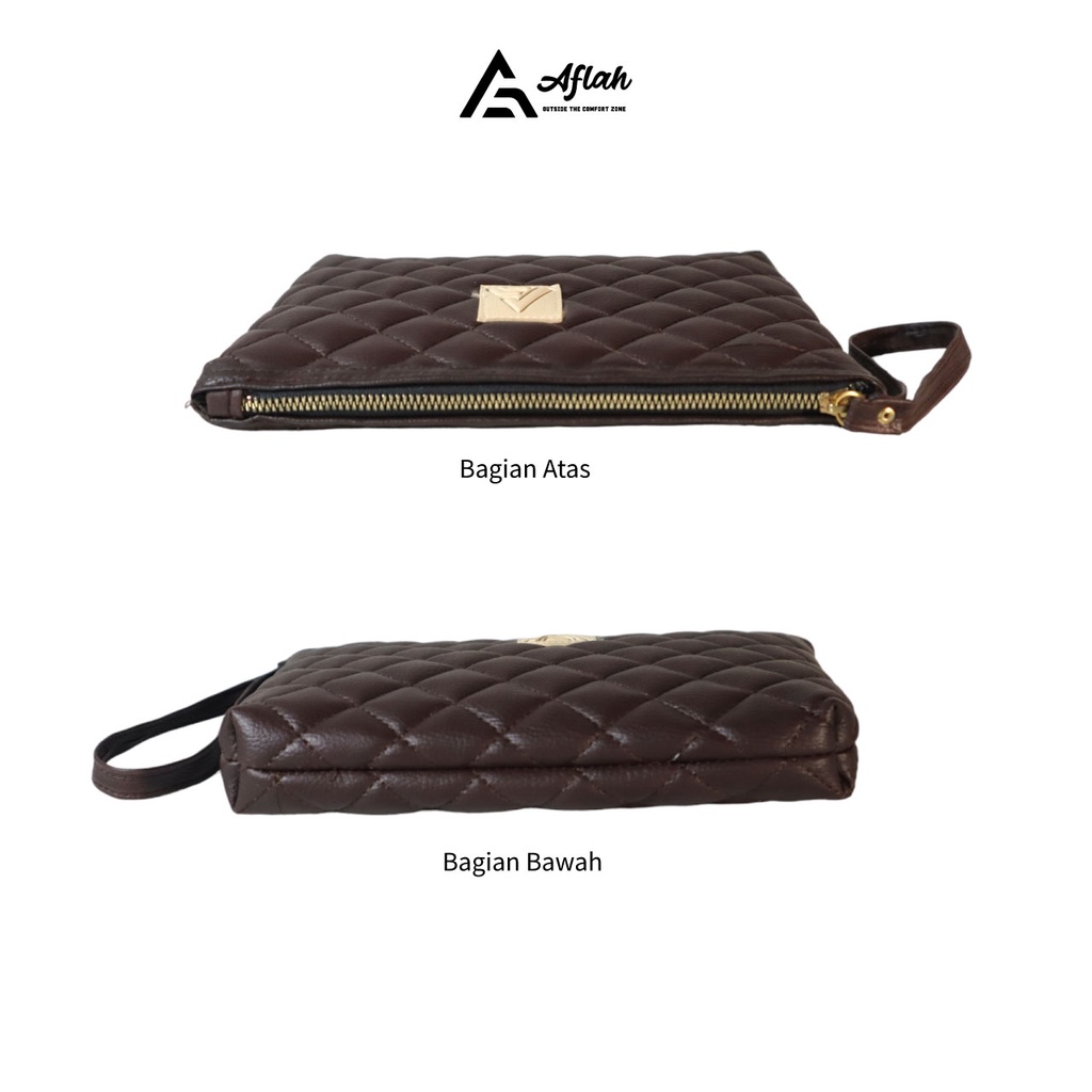 AFLAH - Clutch Wanita Super Premium Full Bordir T01 - Coklat