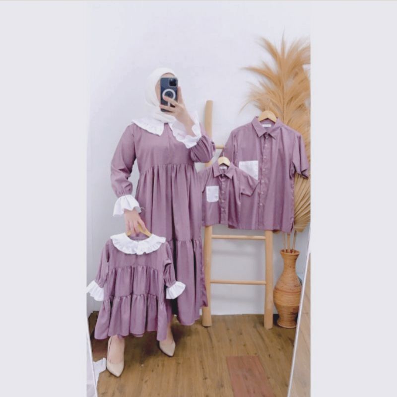 Fuji Dress Baju Kembaran Keluarga Lebaran warna Lilac
