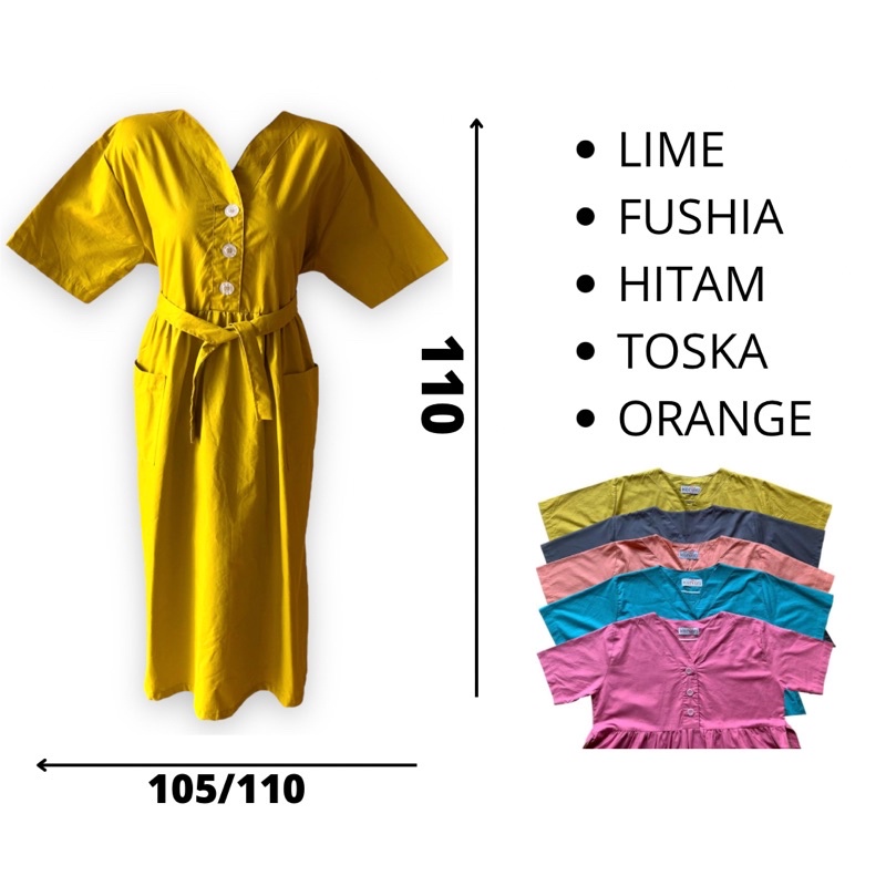 Daster Polos Lengan Pendek Bahan Katun Rami Baju Santai Wanita Murah