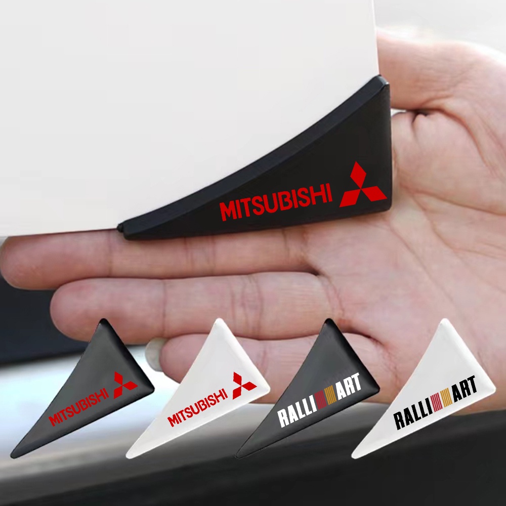 Mitsubishi RALLIART Stiker Perlindungan Sudut Pintu Mobil Anti Tabrakan Silikon Gores Logo Karet Lancer 9 EVO 10 Outlander 3 Asx L200 Pajero