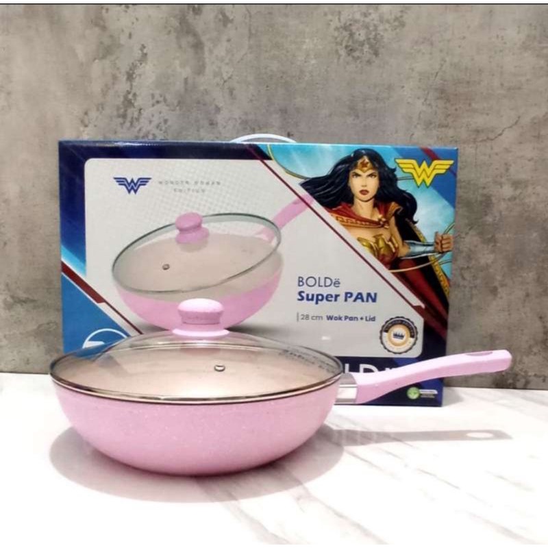 BOLDe Super Pan Sakura Peach Wonder Woman Wok 28cm + Tutup Lid