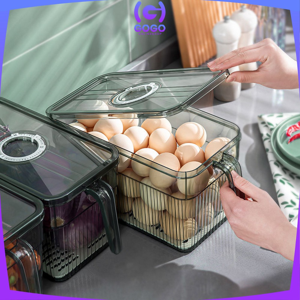 GOGO-C579 Kotak Kontainer Akrilik Transparan Rak Makanan Kulkas / Organizer Kulkas / Kotak Penyimpanan Buah Sayur Dapur / Wadah Serbaguna Acrilic Transparant