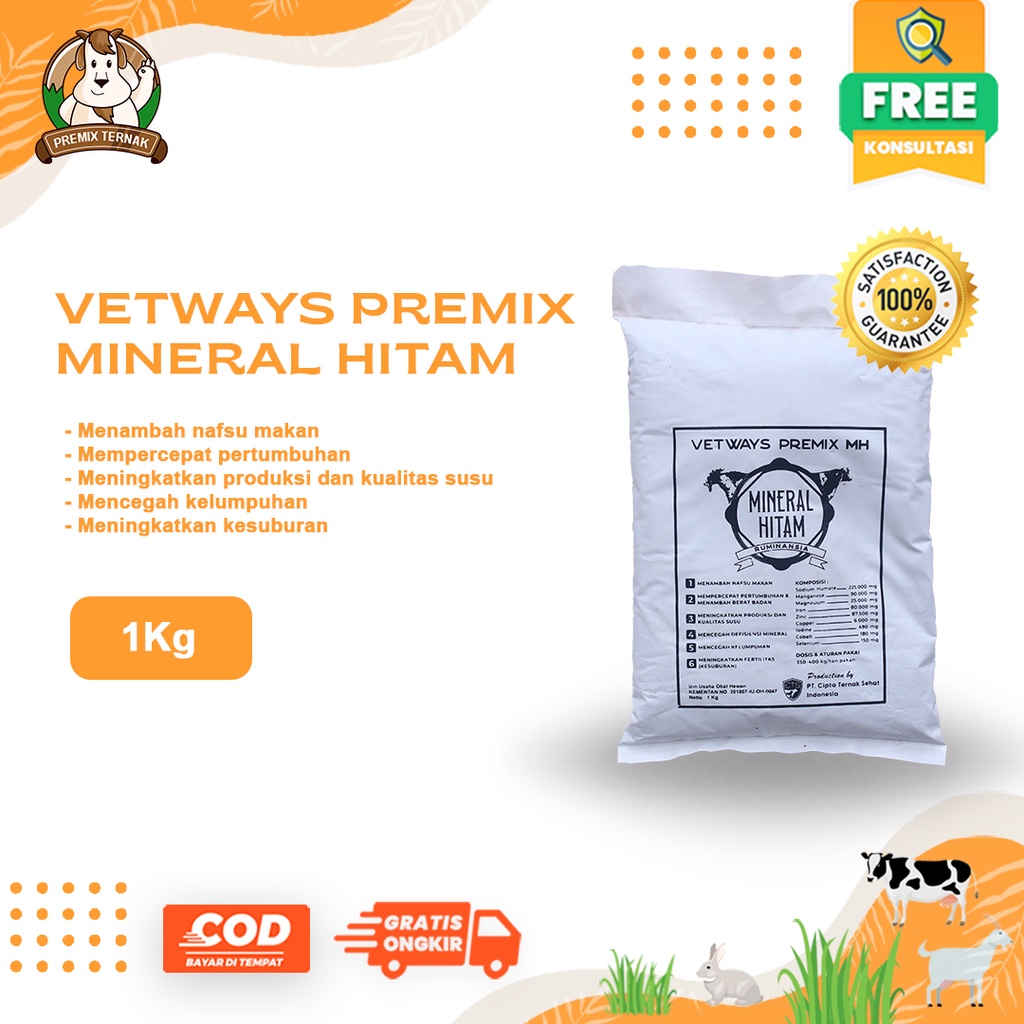 VETWAYS MINERAL HITAM 1KG - Mineral untuk menguatkan kuku dan kaki sapi - OBAT PENGUAT KAKI SAPI