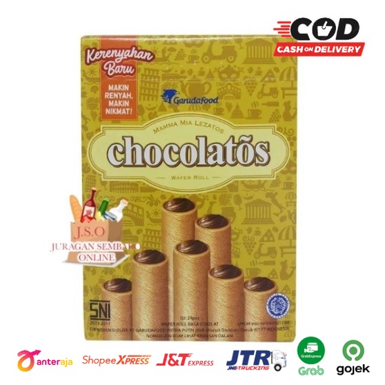 ( JSO ) GERY CHOCOLATOS Roll Gery Salut Saluut 1 box 24 pcs Coklat Coconut Roll All Varian Rasa