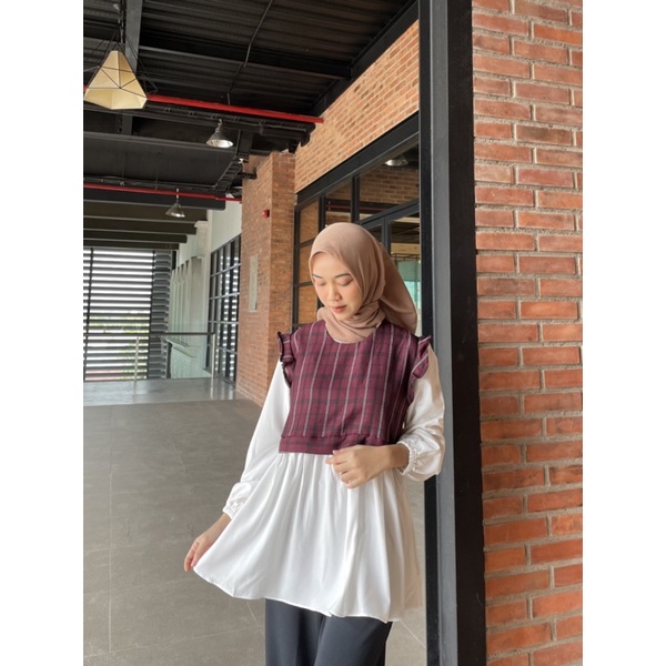 Artemis Fashion~ ANNE TOP (Ld 100 Pjg 70) - Blouse Atasan Combi Linen Shakila